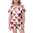 thumbnail image 2 of Zshosam Pjs for Girls Girls Pajamas Set Bow Satin Sleepwear Short Sleeve Jammies for Kids Button-Down Nightwear Size 8T 9T,(Wine 8-9 Years), 2 of 4