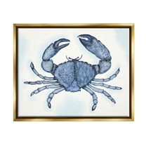 Stupell Industries Blue Crab Claws Sea Life Botanical Pattern Graphic Art Metallic Gold Floating Framed Canvas Print Wall Art, Design by Darlene Seale