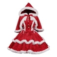 thumbnail image 1 of Kcodviy Chaperon Rouge de Noël Grande Taille Robes d'Été pour Femmes / Robe de Fille Burlesque / Robes d'Été pour Femmes Travail Décontracté Tenue de Cosplay du Père Noël / Robe Midi en Lin Robe à Bretelles avec Cape, 1 of 7