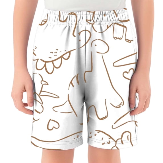 REDARER Boys' Doodle Dinosaur Print Shorts Summer Casual Elastic Waist Comfortable Beach Play Shorts for Toddler to Teen,5-6 Years