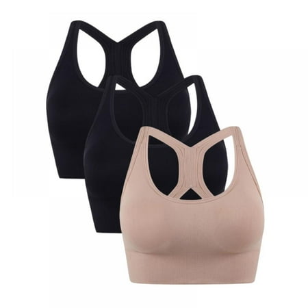 

Spdoo Sports Bras for Women Push-up Wireless Cross Beauty Back Yoga Bras High Impact 3-Pack M