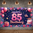 thumbnail image 5 of Pink Glitter Happy 85th Birthday Banner Gold Stars 85th Birthday Display Floral Decor Balloon Design Birthday Backdrop for 85th Birthday Party Senior Celebration Indoor Party, 5 of 9