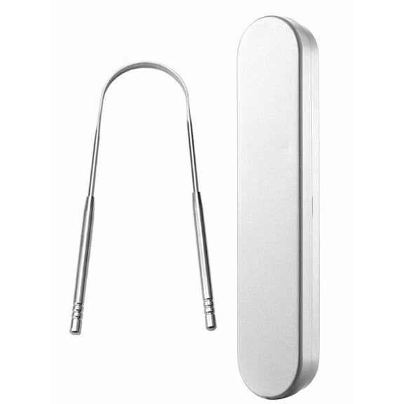 Tongue Scraper for Adults, Stainless Steel Tongue Cleaner with Carry Travel Metal Case, Medical Grade Metal Daily Oral Hygiene Brush Dental Kits Reduce Bad Breath Tool Gadgets Treatment