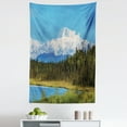 thumbnail image 1 of Alaska Tapestry, Snow Covered McKinley Mountain in Spring Season with Vibrant Forest, Fabric Wall Hanging Decor for Bedroom Living Room Dorm, 5 Sizes, Forest Green White Blue, by Ambesonne, 1 of 1