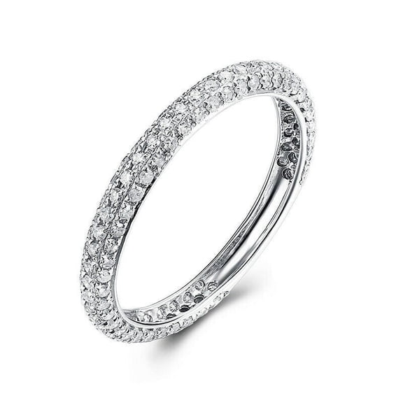 Top Moissanite Eternity Band - Vintage Solid Sterling Silver Band - Minimalist Bridal Matching Band - Antique Ring for Women - RIng for Her