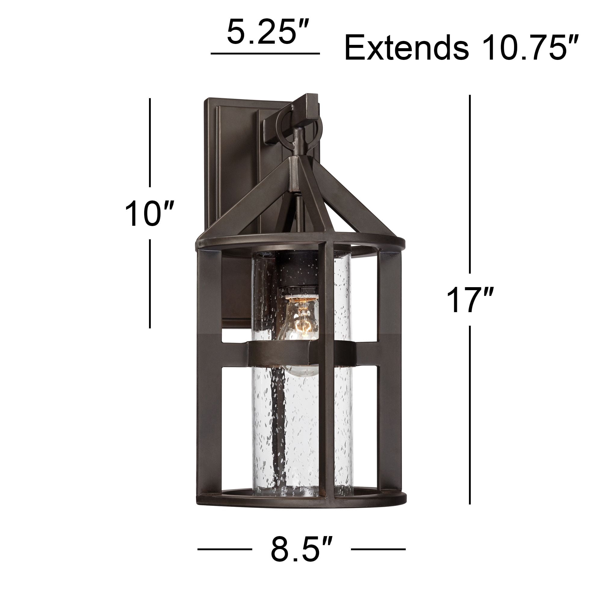 John Timberland Argentine Rustic Farmhouse Outdoor Wall Light Fixtures Set of 2 Bronze 17" Clear Seedy Glass for Post Exterior Barn Deck