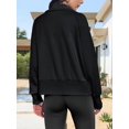 thumbnail image 3 of Women's Zip up Sweatshirt Collared Neck Long Sleeve Loose Casual Lightweight Jacket with Pockets, 3 of 5