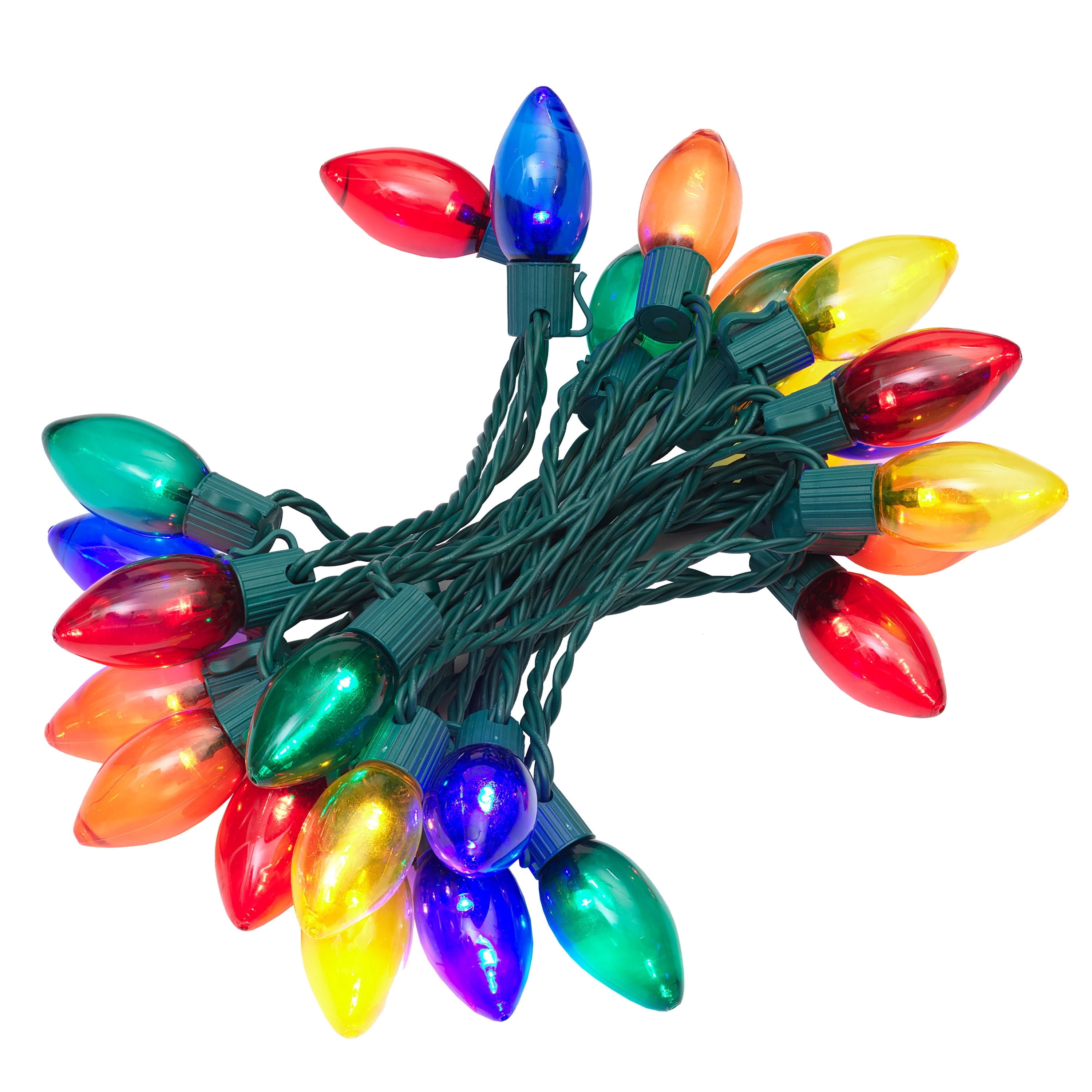 Indoor/Outdoor 25-Count LED Ultra Bright C9 Christmas String Lights, Multicolor, Green Wire, 14', by Holiday Time
