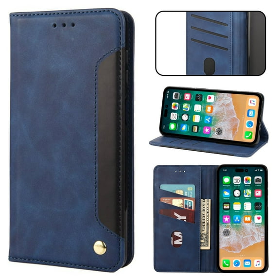 Mantto Case for Samsung Galaxy Note 20, Vintage PU Leather Wallet Case RFID Blocking Card Slots Flip Kickstand Magnetic Closure Shockproof Folio Book Case Cover for Samsung Galaxy Note 20,Blue