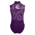 thumbnail image 2 of LiiYii Kids Girls Floral Lace Open Back Ballet Dance Leotard Sleeveless Active Skating Gymnastic Outfit Purple XL, 2 of 7