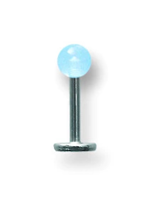 SGSS Labret w Thrd Glow Ball End 16G (1.3mm) 5/16 (8mm) Long w 4mm Glow BDLAGL16-30-4-GB