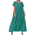 thumbnail image 1 of V Neck Irregular Hem Maxi Dress For Women Spring Summer Color Styles In Various Sizes, 1 of 5