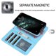 thumbnail image 2 of KAIYANG Para iPhone 14 Plus Funda de TPU interior con absorción magnética + Funda de cuero PU Cartera Estuche para teléfono retro mate Estilo F iPhone 14 Plus Azul oscuro, 2 of 5