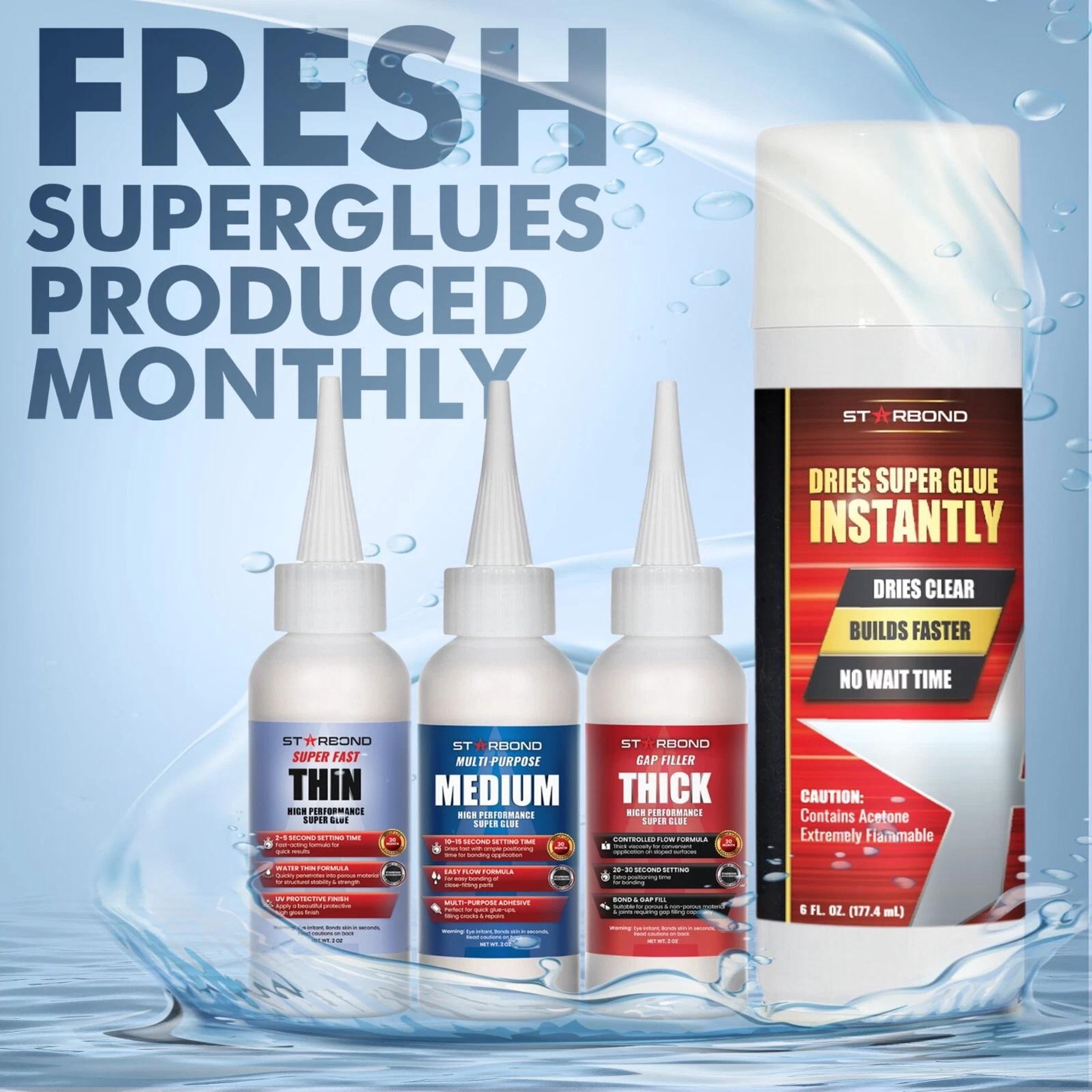 Starbond 2 oz. Thin, Medium, Thick Superglue (CA Glue) and 6 oz. Accelerator Kit