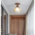 thumbnail image 5 of FSLiving Ceiling Light Fixtures Flush Mount E26 Clear Glass Lampshade Wooden Plate Decor Chandelier Nordic Lamp for Loft Hallway Foyer Cloakroom Balcony Entryway (Bulb Sold Separately) - 1 Pack, 5 of 6