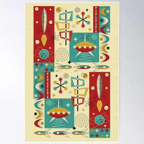 Retro Space Age Fun! ©Studioxtine Poster Wall Art, Modern Wall Decor For Living Room Bedroom, 8x12 UNFRAMED