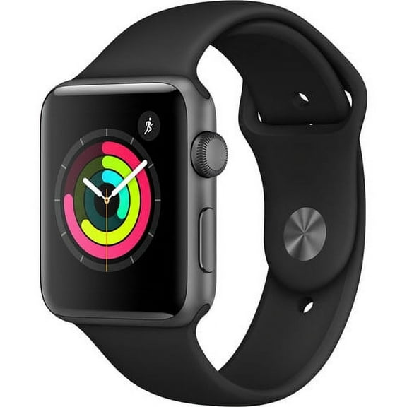 Restored Apple Watch Gen 3 Series 3 42mm Space Gray Aluminum - Black Sport Band MQL12LL/A (Refurbished)