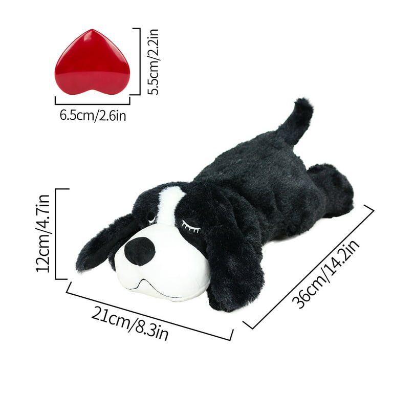 IFOYO Puppy Heartbeat Stuffed Toy, Calming Create Training Sleep Behavioral  Aid Dog Toys Pet Anxiety Relief, Black White 