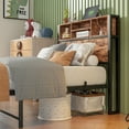 thumbnail image 6 of Twin Size Bed Frame with Storage Headboard, Metal Platform Bed with Charging Station,  Bookcase Storage, Easy Assembly, 6 of 12