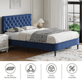 thumbnail image 5 of 4 Ever Winner Full Size Bed Frame, Upholstered Platform Bed with Headboard, Button Tufted Headboard, Blue, 5 of 8