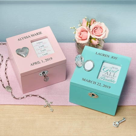 Remembrance Keepsake Box - Personalized Cross Locket Keepsake Box - Available in Pink and Teal