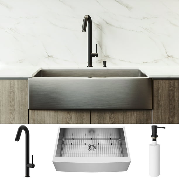 Camden 22 25 L X 36 W Stainless Steel Farmhouse Kitchen Sink With Faucet And Accessories Included Com Stainless Steel Farmhouse Kitchen Sink, Vigo 36 Inch Farmhouse Sink