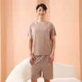 thumbnail image 1 of Parejas de seda de hielo sensación fresca verano fino corto manga pantalones largos ropa de dormir conjunto de ropa de hogar para hombres y mujeres, 1 of 5