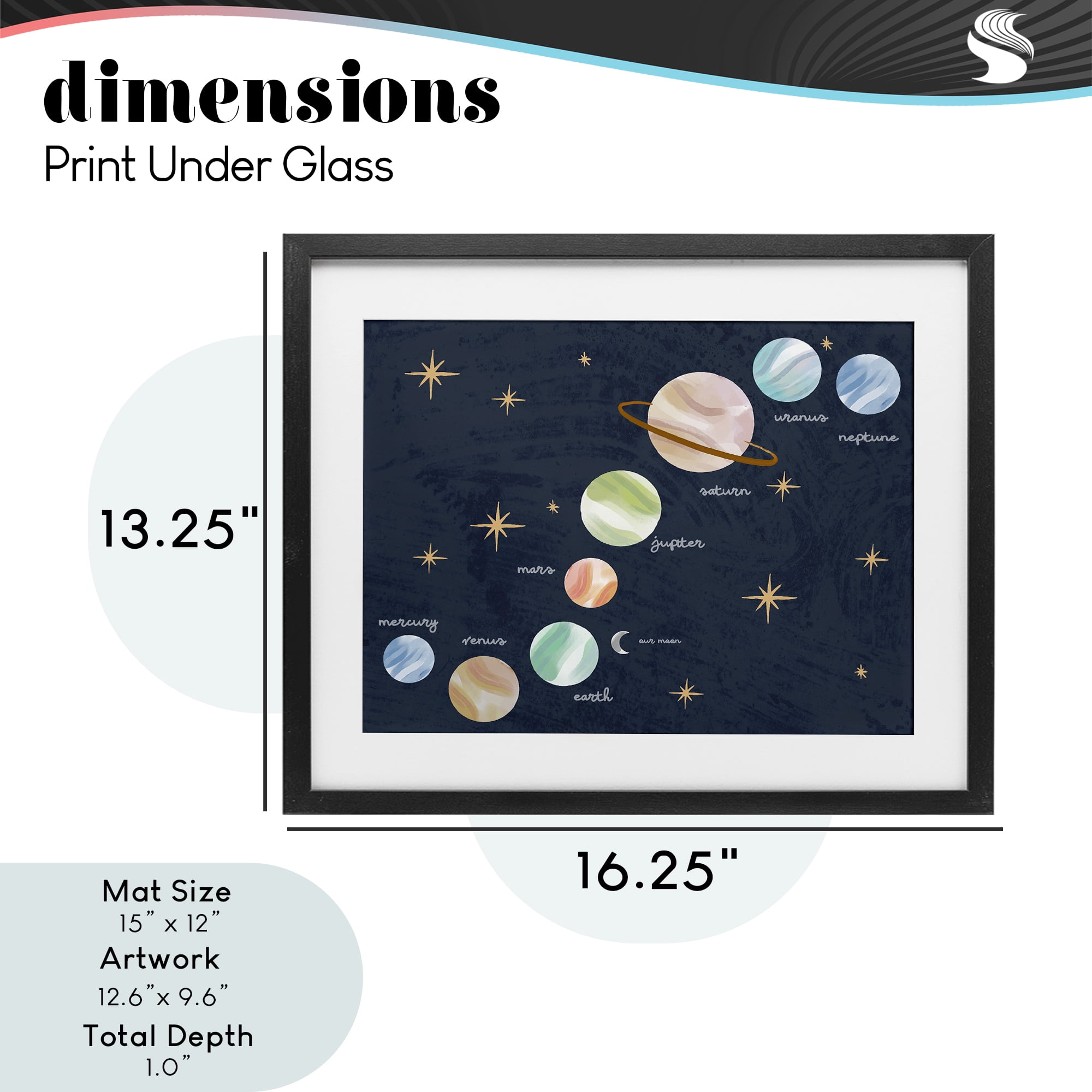 Stupell Industries Educational Space System Black Framed Print Under Glass, design by Lil' Rue