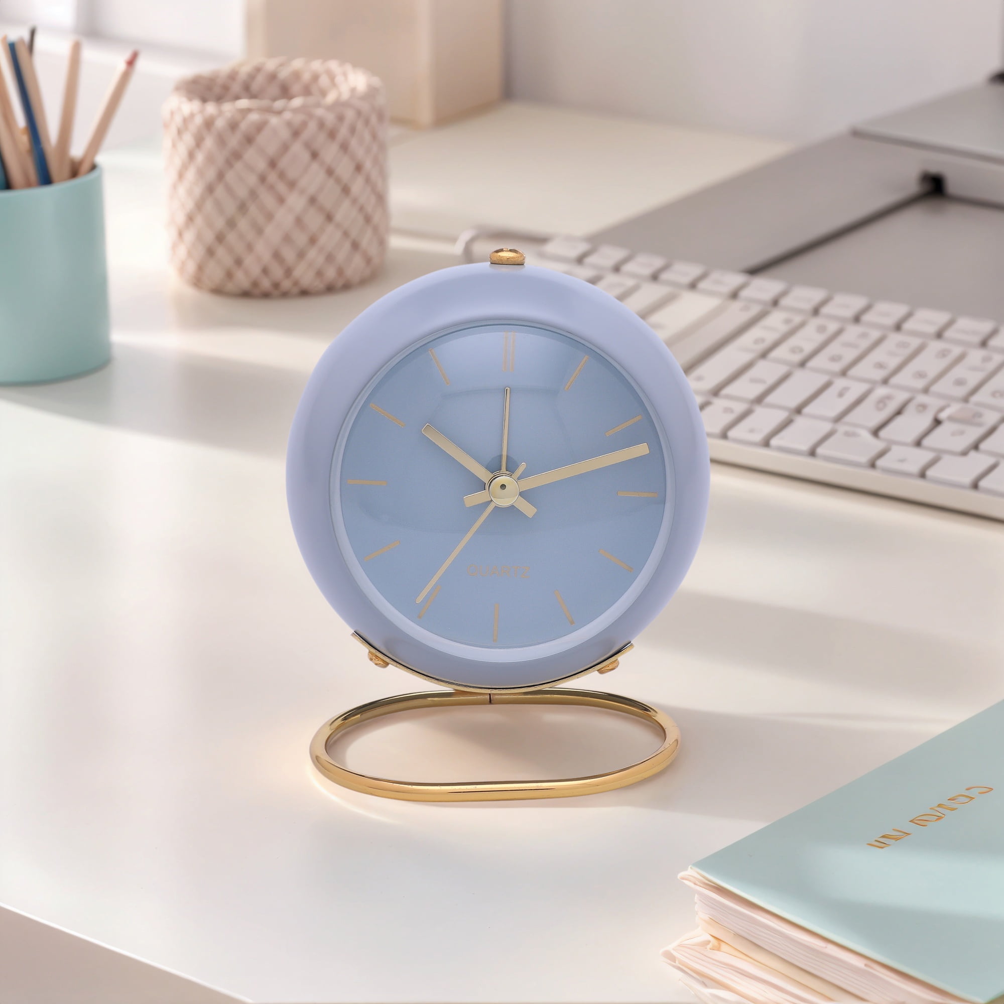 Unique Bargains Spherical Mechanical Alarm Clock Gray 4.1"L x 2.5"W x 3.5"H