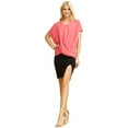 thumbnail image 3 of Fashion Latitude Women's Short Sleeve Button Down Shirt Draped Blouse Top V Neck (Coral, Large), 3 of 5