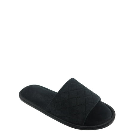 

Joyspun Women s Quilted Velvet Single Band Slide Slippers Wide Width