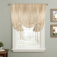 thumbnail image 2 of Orange Brown Balloon Curtains for Living Room/French Door, Modern Abstract Art Ombre Striped Tie Up Curtains 63 Inch Length Energy Saving Kitchen Curtains Shades for Windows 42"x63", 2 of 8