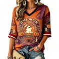 thumbnail image 2 of Bovemsi Business Casual Tops for Women Loose‑Fit V‑Neck Half‑Sleeve Prints Fashion Outfits Clothes M, 2 of 4