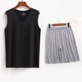 thumbnail image 2 of Conjunto Deportivo de los Hombres, Moda Casual de Color Sólido Cuello en V sin Mangas de Elasticidad Superior para el Desgaste Al Aire Libre, Traje Atlético de Humedad, 2 of 5