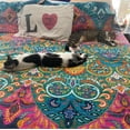 thumbnail image 6 of Lush Decor Boho Chic Colorful Suzani Print Cotton Reversible Quilt, Full/Queen, Turquoise/Navy, 2-3 Piece Set, 6 of 11