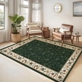 thumbnail image 2 of Floral 8x10 Living Room Green Rugs Washable Soft Bedroom Area Rug Retro Accent Large Under Table Carpet for Dining Room Low Pile Stain Resistant Floor Cover for Home Office, 2 of 9
