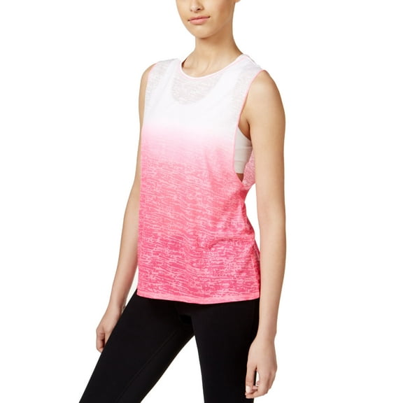 Ideology Women's Burnout Dip Dyed Tank Top (Molten Pink, Small)