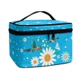thumbnail image 2 of HELLHERO Cosmetic Bags Cosmetic Bag Organizer Lightweitht Double Zipper Hand-Held Daisies Hummingbirds, 2 of 6