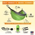 thumbnail image 3 of Gold Armour Camping Hammock - Extra Large Double Parachute Hammock Lime Green and Gray, 3 of 6