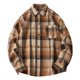thumbnail image 2 of Blusa y camisa de manga larga con cuello vuelto para hombre, blusa informal a cuadros a la moda con botones y cuello vuelto, blusa de poliéster para hombre, 2 of 4