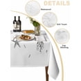 thumbnail image 2 of Grey Coastal Table Cloth, Summer Eucalyptus Leaves Beach Ocean Starfish Nautical Waterproof Tablecloth for Rectangle Tables, Washable Fabric Table Cover for Restaurant Kitchen Dining Tables 52"x70", 2 of 6