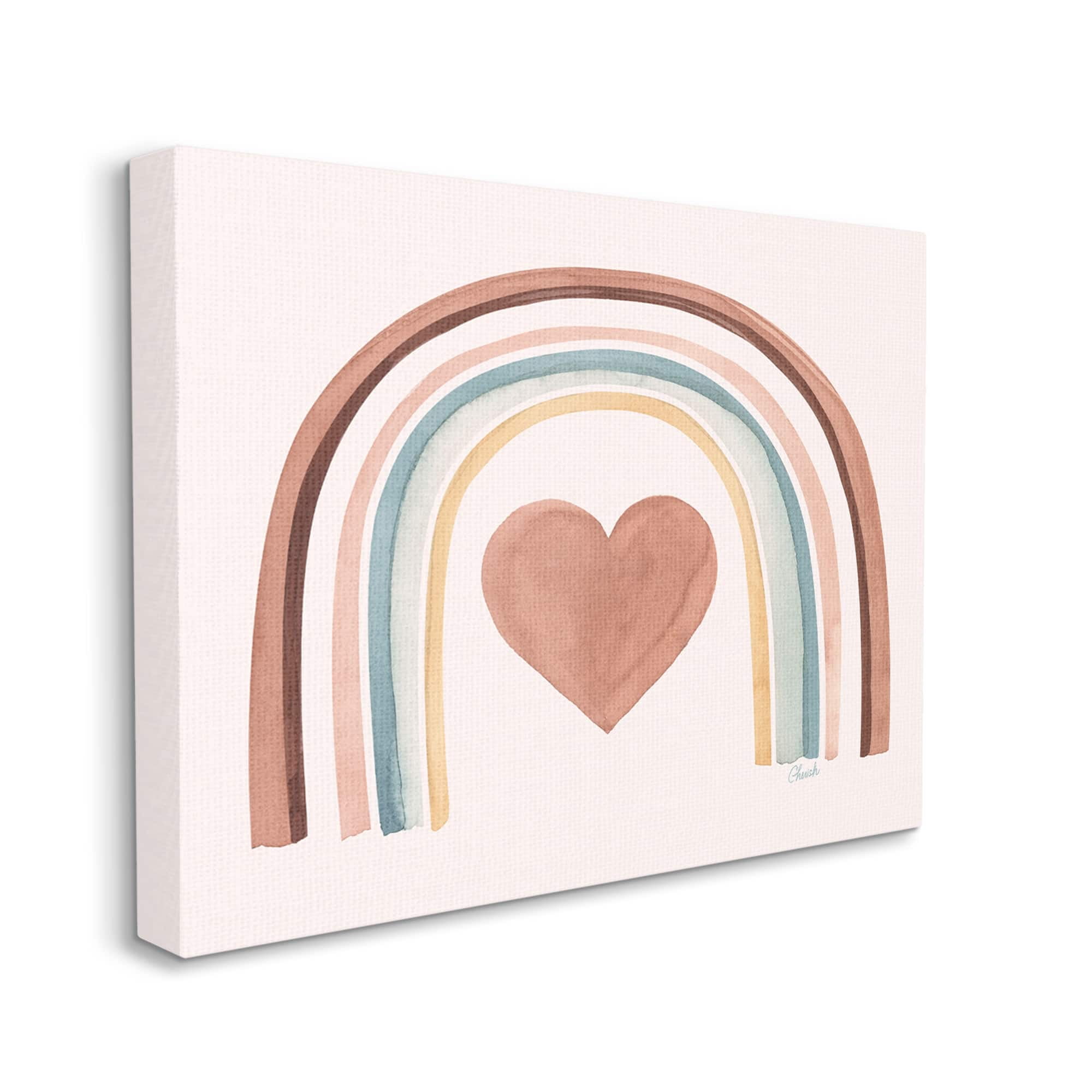 Stupell Earth Toned Rainbow Arch Heart Landscape Painting Gallery Wrapped Canvas Print Wall Art