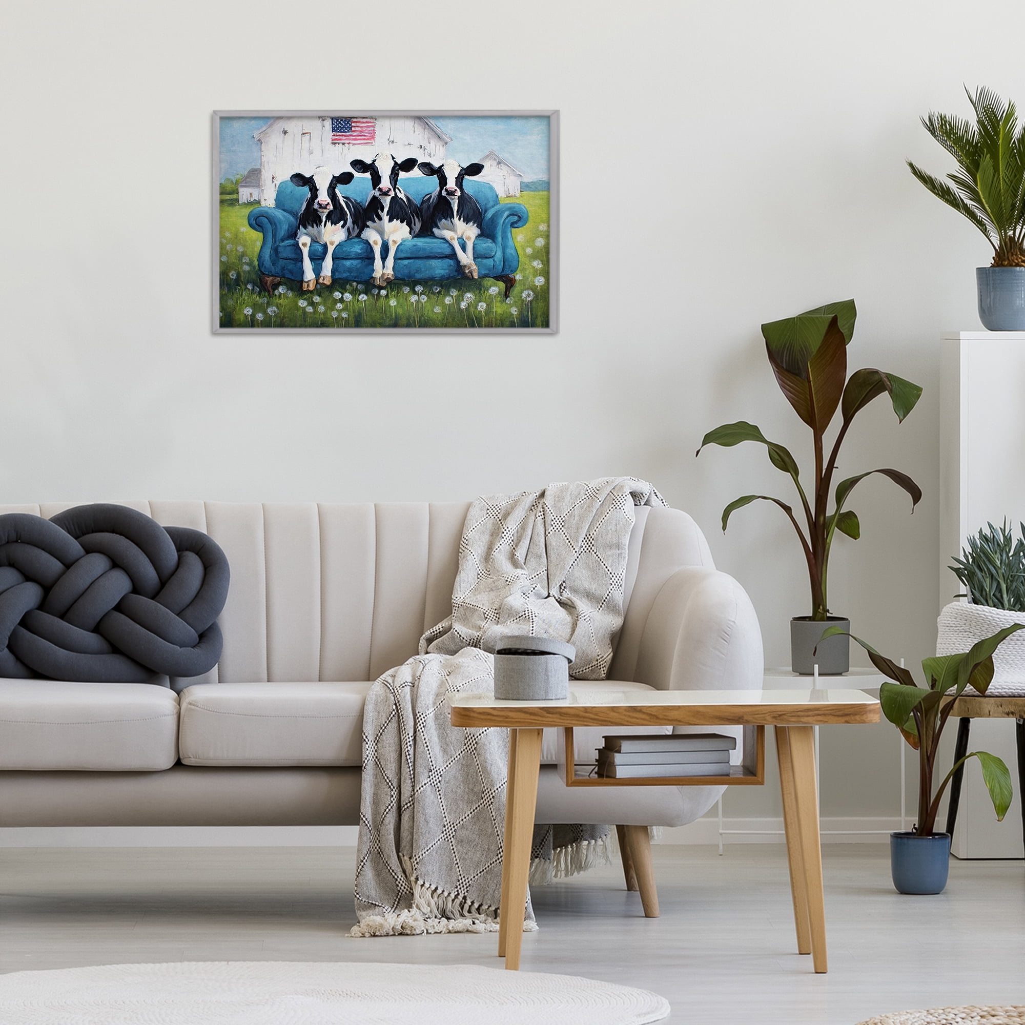 Stupell Industries Barnyard Sofa Sisters Gray Framed Giclee Art, design by Tina LeCour