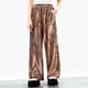 thumbnail image 5 of Cowsor Kid's Shiny Pleated Wide Leg Pants Party High Waist Trouser Folded Lightweight Outfit, 5 of 5