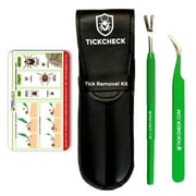 TickCheck Premium Tick Remover Kit - Stainless Steel Tick Remover   Tweezers, Leather Case, and Free Pocket Tick Identification Card