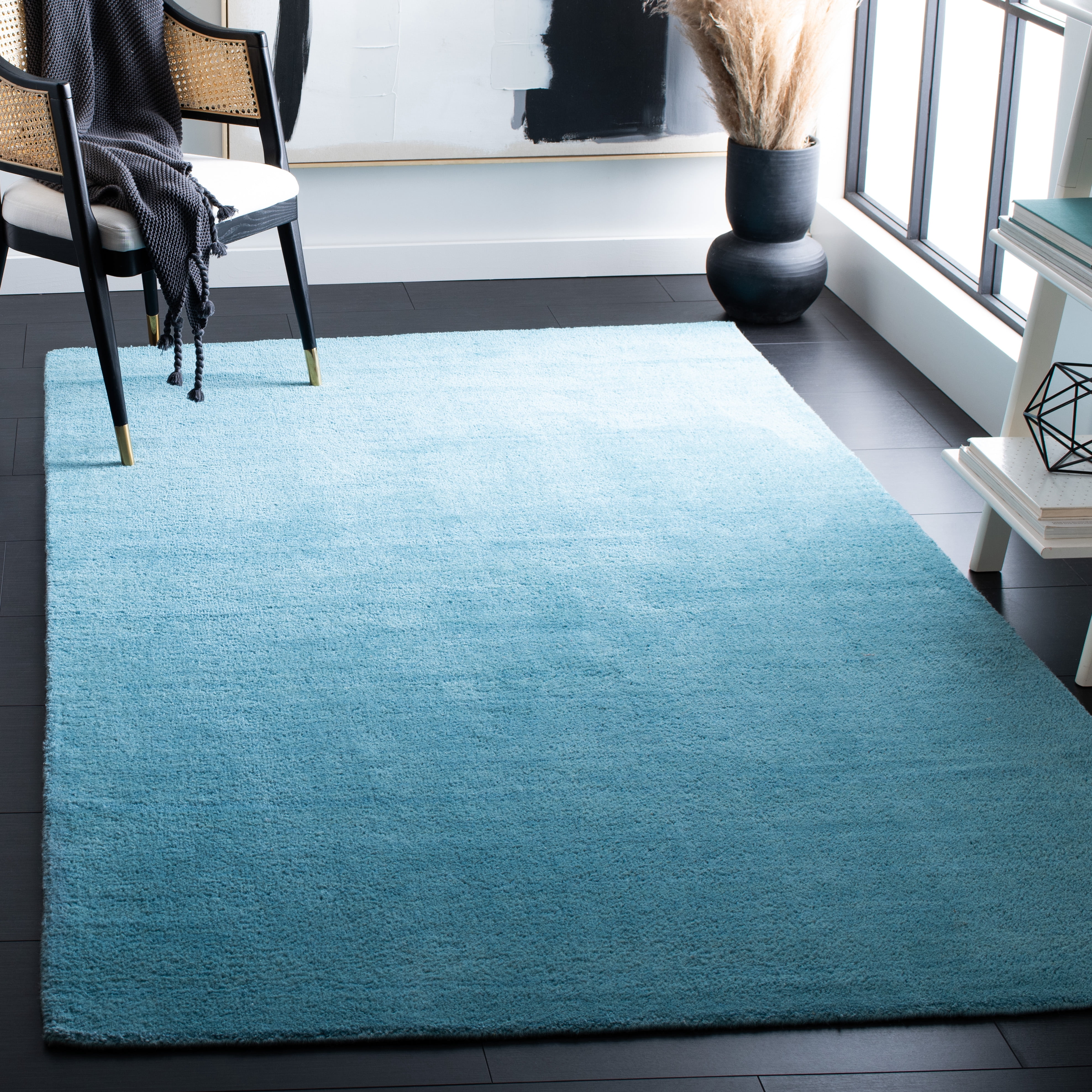 SAFAVIEH Himalaya Rachelle Solid Wool Area Rug, Turquoise, 3' x 5'