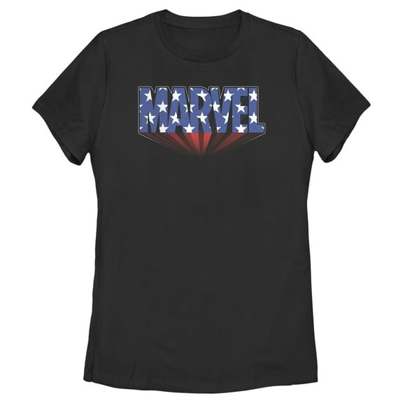 Women's Marvel Classic American Star Logo Graphic Tee Black Medium