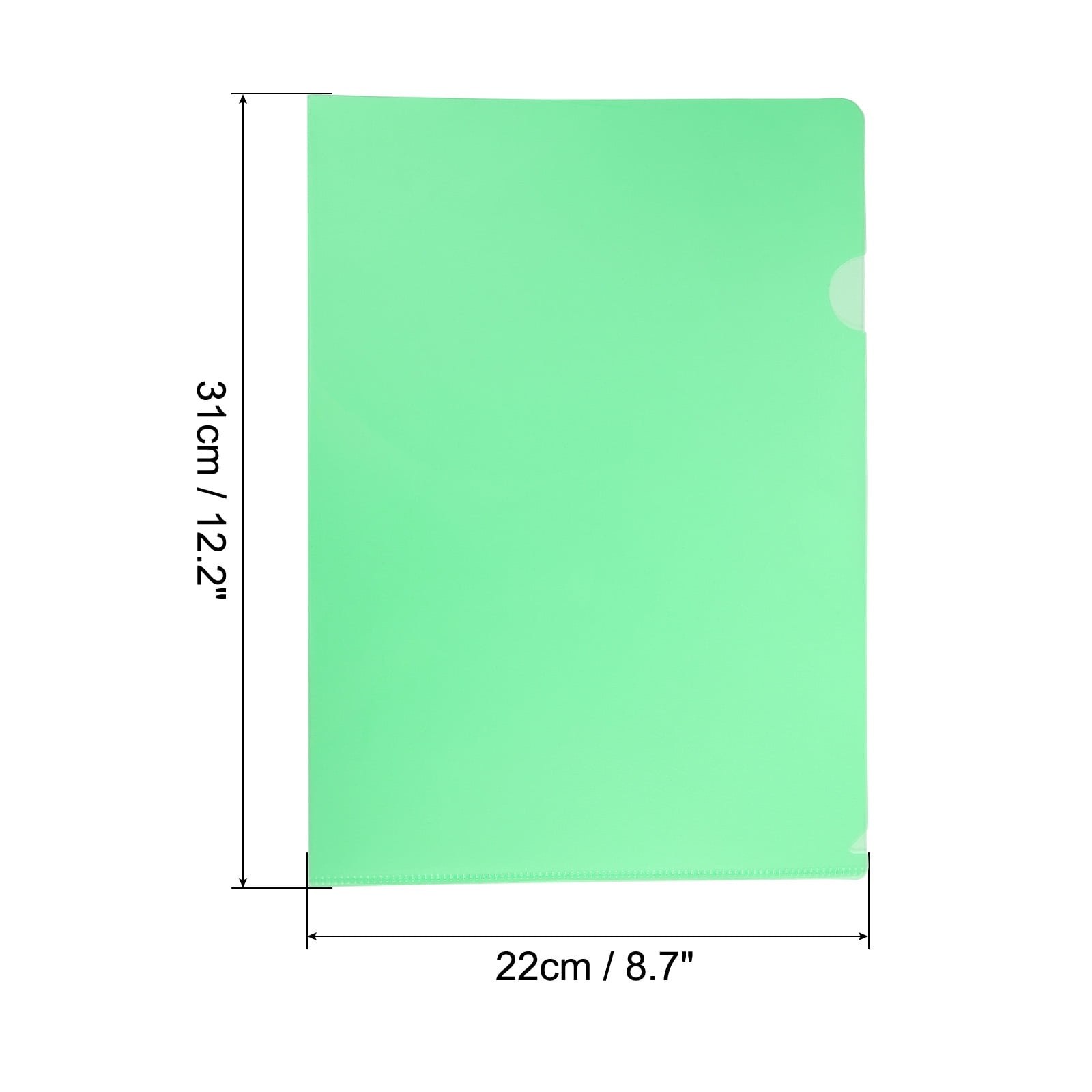 Unique Bargains L Type Folders File Project Pockets Clear Paper Document Jacket Sleeve for Office 12 Pcs Green