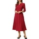 thumbnail image 2 of INSPIRE CHIC Vestidos de Mujer de Manga 3/4 Cuello en V Ropa de Trabajo Vestido A-Line con Bolsillos M Rojo, 2 of 5