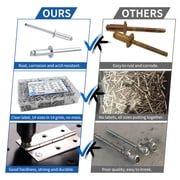 Pop Rivets Assortment Kit 14 SAE Sizes Aluminum Rivets (3/32 1/8 5/32 3/16 1/4) Assorted Blind Rivets with Reinfored Divider & Labeled Case 500 pcs